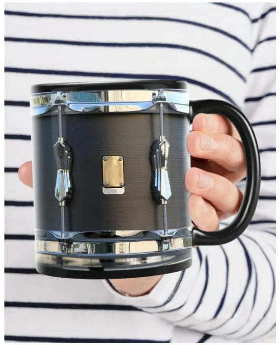 Black Vintage Drum Mug Funny Drumming Gifts, Gift for Drummer, Drumming Coffee Cup